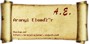 Aranyi Elemér névjegykártya